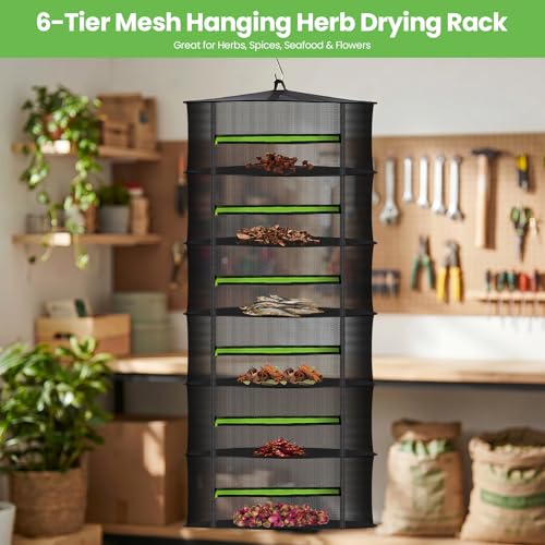 6 Layer Herb Drying Rack with Collapsible Mesh Design