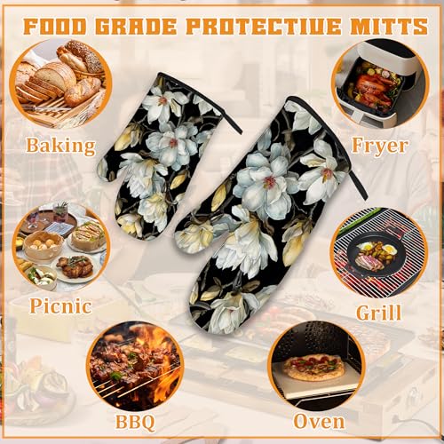 Vintage White Magnolia Oven Mitts and Pot Holders (4 Count)