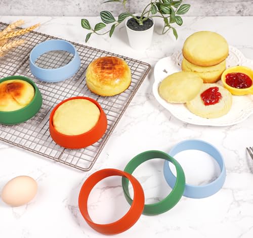 6 Pack 3.15 Inch Nonstick Silicone English Muffin Rings