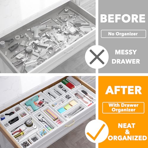 21 Piece Bamboo Drawer Organizer Storage Boxes Set