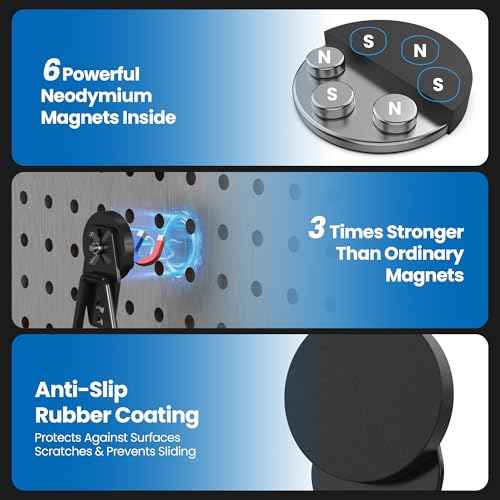 8 Pack Large Magnetic Hooks Heavy Duty Extra Strong Magnetic Garage Hooks Big NdFeB Industrial Magnet Hooks Magnetic Utility Storage Holder Organization with Anti (8 Count)