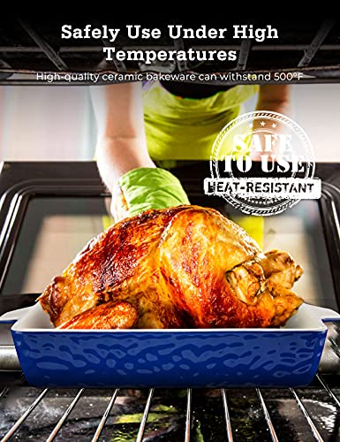 Ceramic Baking Dish and Ramekins Set Casserole Dish with Handles Packaging Upgrade Nonstick Ceramic Bakeware Ramekins Bowls for Baking Souffle (6 Count)