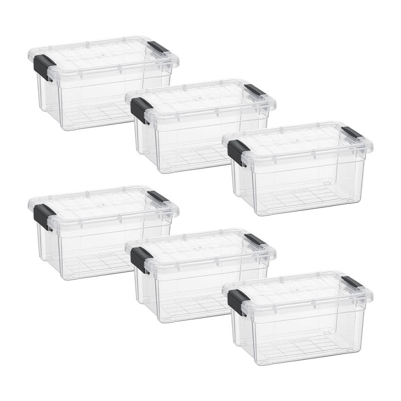 3.4 Quart Clear Plastic Storage Boxes with Lids (6 Count)