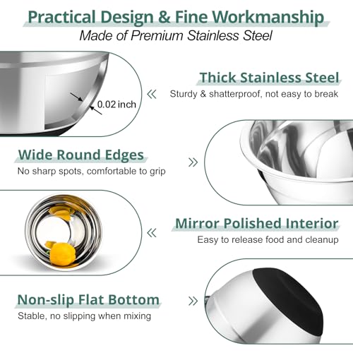Mixing Bowls Salad Bowls with Transparent Airtight Lids (5 Count)