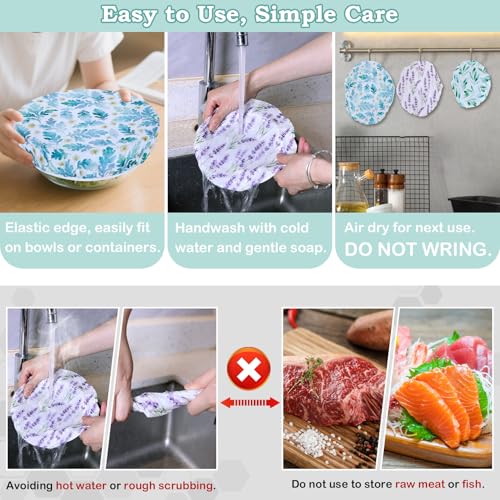 5Pcs Reusable Beeswax Elastic Bowl Covers for Bread Proofing and Food Cover (5 Count)