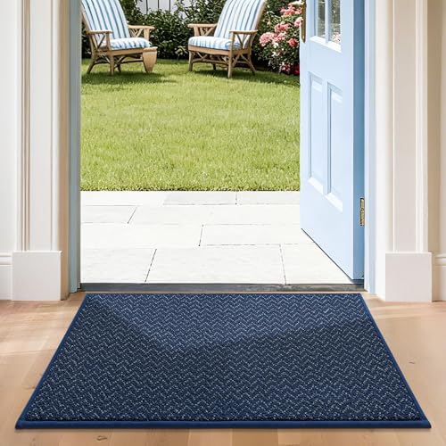 Dirt Trapper Door Mat 24"x36" Non Slip Washable Navy Blue