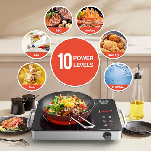 Electric Cooktop Portable Stove Single Burner 1800W Hot Plate Timer