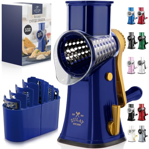 Rotary Cheese Grater Manual Hand Crank 5 Blade Shredder