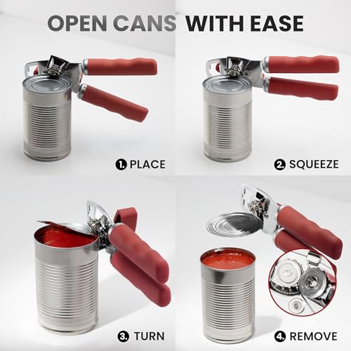 Heavy Duty Stainless Steel Can Opener Manual with Bottle Opener