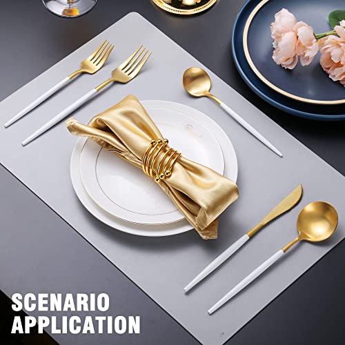 Matte White Gold Silverware Set for 8 (40 Count)