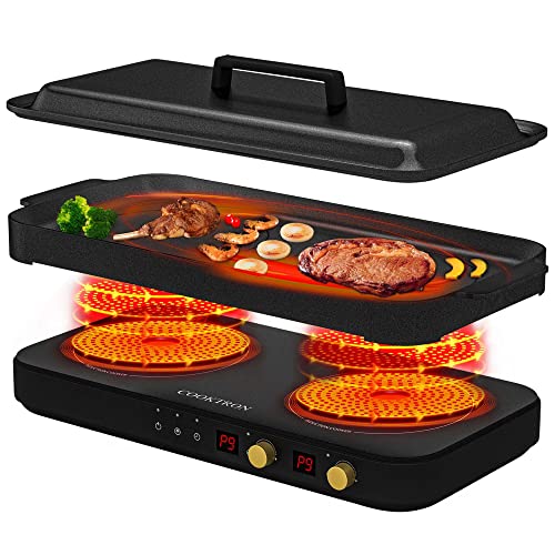 Portable Induction Cooktop 2 Burner with Griddle Pan