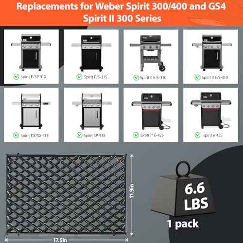 17.5" Dual Sided Diamond Sear Grill Grates for Weber Spirit 300