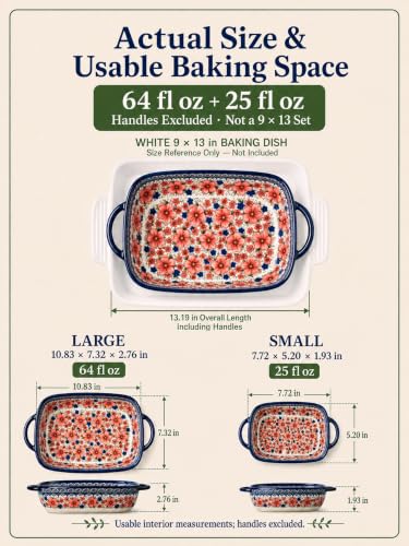 2 Piece Polish Pottery Style Ceramic Baking Dish Set (2 Count)