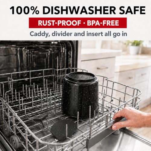 Plastic Extra Large Kitchen Rotating Black Utensil Holder Countertop Caddy