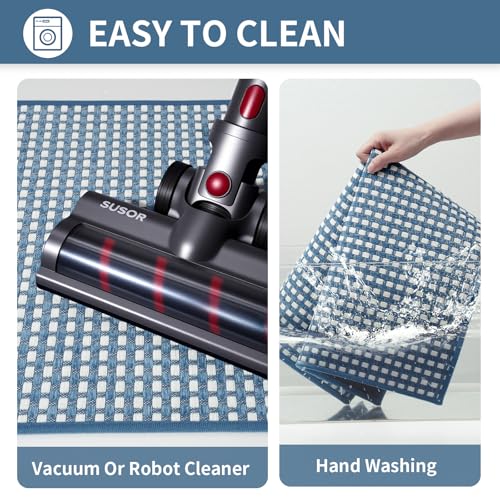 Kitchen Rugs Kitchen Mats for Floor Non Slip Washable Blue 17" x47