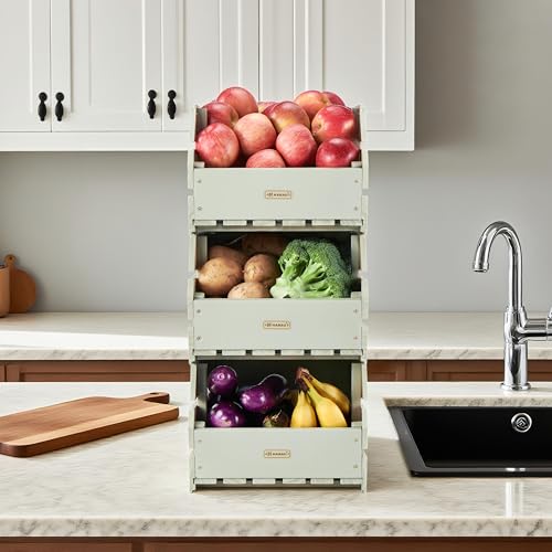Wood Potato Onion Storage Bins (3 Count)