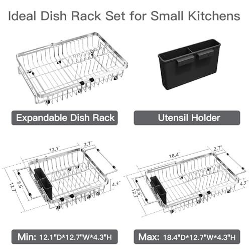 Expandable Dish Drying Rack Over The Sink with Anti Slip Grip