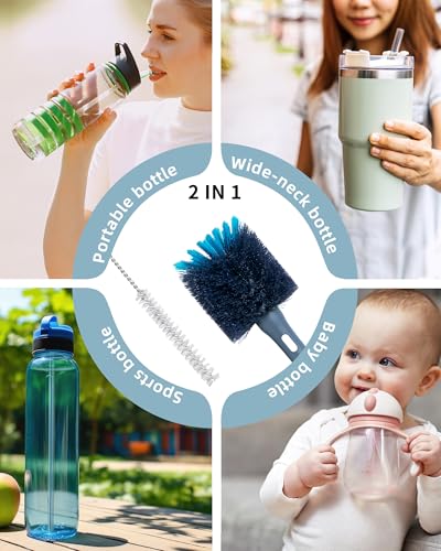 2 in 1 Bottle Brush with Straw Cleaner Brush (2 Count)