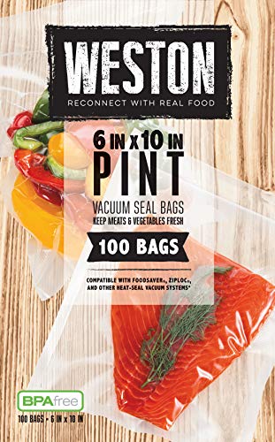 6" x 10" Pint Vacuum Sealer Bags For Meal Prep & Sous Vide (100 Count)
