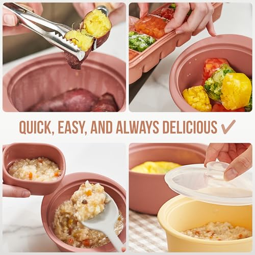 40oz Platinum Silicone Microwave Steamer Pot with Handle & Lid