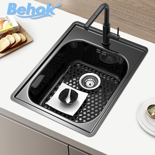 2 Pack Silicone Sink Protector Mat for Kitchen Sink Rear Drian Black