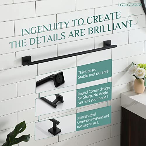 Towel Rails Bathroom Towel Bars Matte Black 24 Inch Bath Towel Holder for Cabinet Kitchen Wall Stainless Steel B4005BK