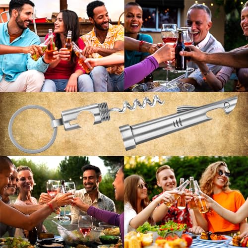 2-in-1 Shark Bottle Opener, Novelty Keychain Corkscrew Wine Opener, Beer Bottle Opener, Wine & Beer Gifts for Men, Father's Day Gifts, Christmas Gifts, Birthday Gifts, Dark Silver