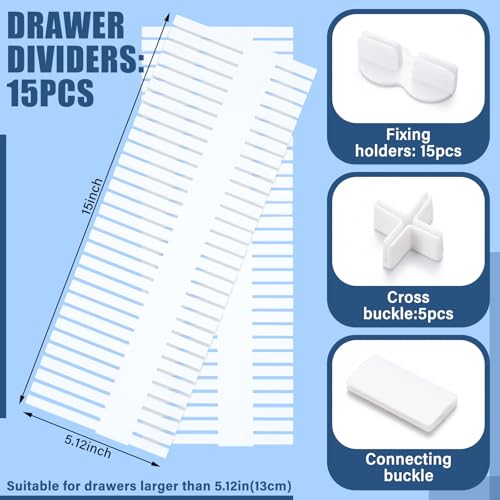 15 Pcs 5.12 Tall Drawer Divider Adjustable Drawer Organizer (15 Count)