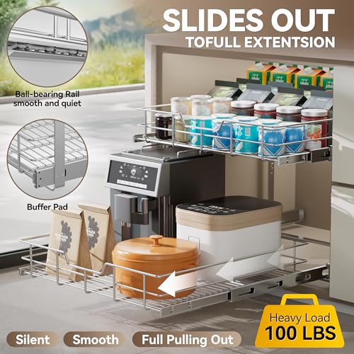 2 Tier Pull Out Cabinet Organizer 24" W X 22" D