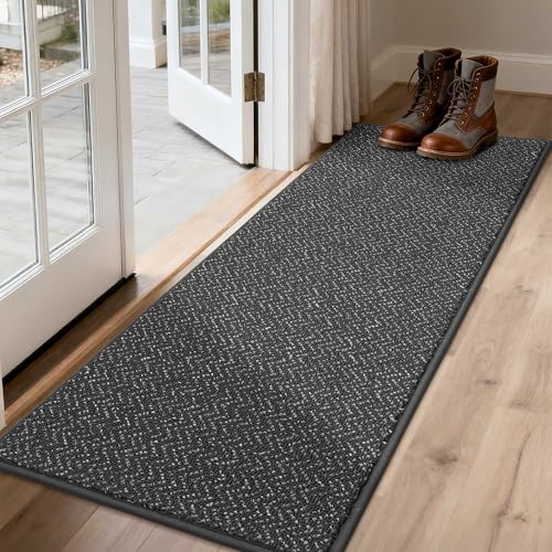 Dirt Trapper Door Mat 17"x60" Non Slip Washable Dark Grey