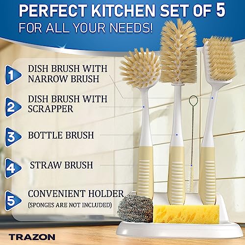 Dish Brush Set of 5 with Holder (3 Count)
