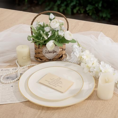60 PCS Ivory Plastic Plates (60 Count)