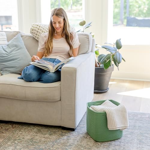 13 Inch Cube Storage Bins Cotton Rope Woven Baskets for Organizing 3 (3 Count)