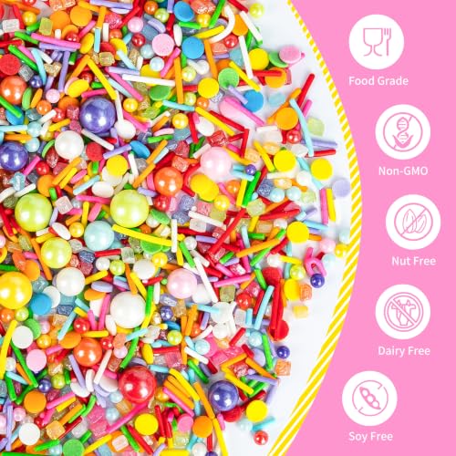 Edible Rainbow Pearl Sprinkles (4.6 Ounce)
