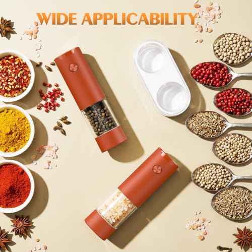 Electric Salt and Pepper Grinder Set Automatic Battery Pepper Mill Shakers Adjustable Coarseness Upgraded Larger Capacity with Led Home and Kitchen Appliances (2 Count)