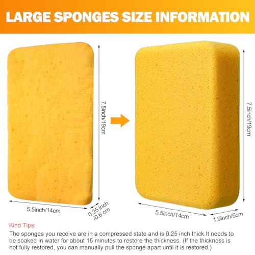 6 Pcs Large Sponges Bulk Car Cleaning Foam Commercial