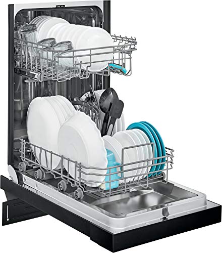 18 in. ADA Compact Front Control Dishwasher in Black with Dual Spray Arms
