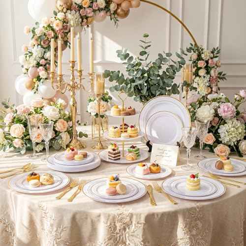 102 Pcs Gold Plastic Plates (51 Count)