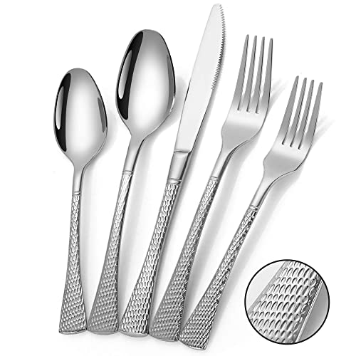 Hammered Silverware Set (30 Count)