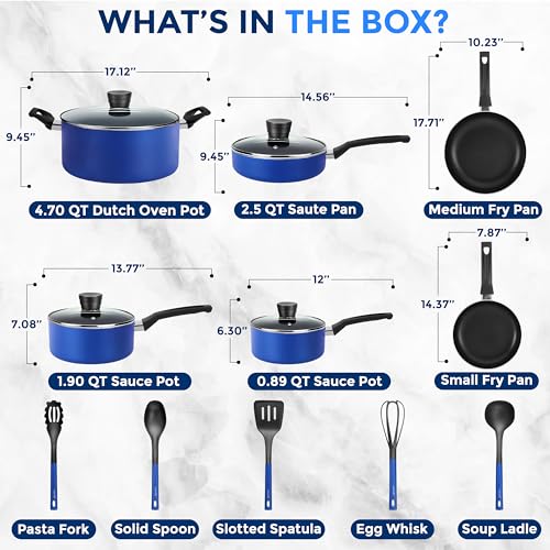 15 Pc Blue Nonstick Cookware Set