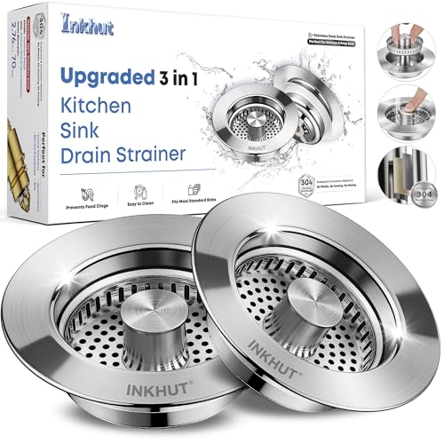 Upgraded 3 in 1 Kitchen Sink Drain Strainer (2 Count)