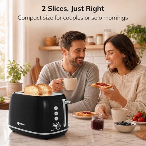 2 Slice Retro Stainless Steel Toaster with Bagel