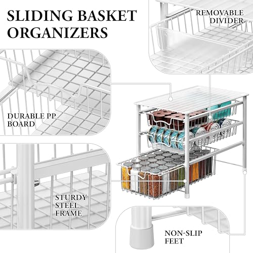 Stackable 3 Tier Sliding Basket Organizer Drawer