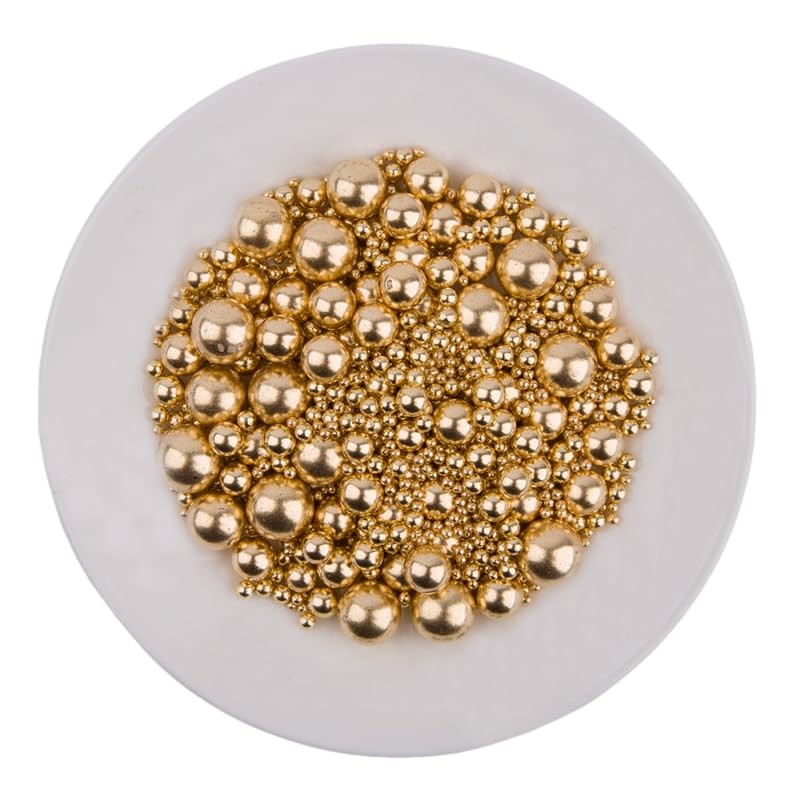 Edible Bright Gold Sugar Pearls Candy Sprinkles 120G (4.23 Ounce)