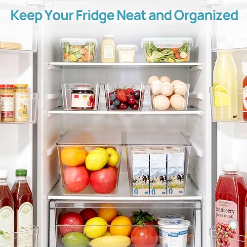 8 Pack Clear Storage Bins with Lid Set for Pantry Organizer (8 Count)