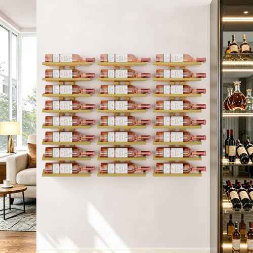3 Set 8 Tier Wall Mount Wine Rack (24 Count)