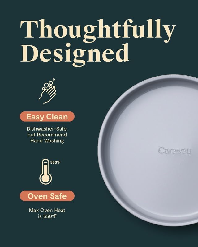 Caraway 9” Circle Pan - Non-Stick Ceramic Coating - Free From Forever Chemicals - Perfect for Birthday Cakes, Tartes, & More - Cream - Culinary Roots