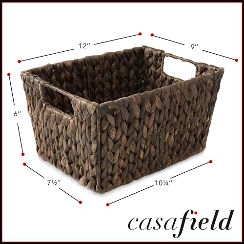 Set of 4 Water Hyacinth Storage Baskets with Handles (4 Count)