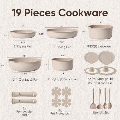 19pcs Pots and Pans Set Non Stick