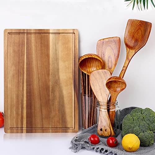 17" Acacia Wood Cutting Boards for Kitchen Meat Large Wooden Chopping Board